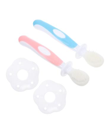 Beavorty 2 sentences toothbrush tooth cleaning brush bite toys for babies babyteeth toothbrush toothbrush tooth cleaning agent silicone brush handheld milk teeth tool child pebble gel pink