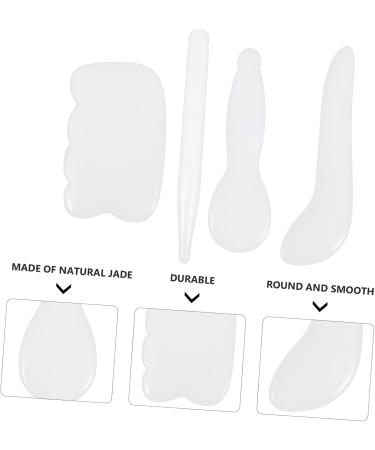 4 Pieces Healeeved Jade Gua Sha Massage Tools for Full Body & Facial Scraping - White 9x5cm - Buy Online on GoSupps.com