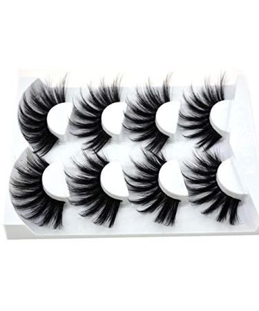 Buy NEW 4 Pairs 3D Mink Hair False Eyelashes | Criss-Cross Wispy & Fluffy 25-30mm Extensions | Handmade Eye Makeup Tools - Buy Online on GoSupps.com