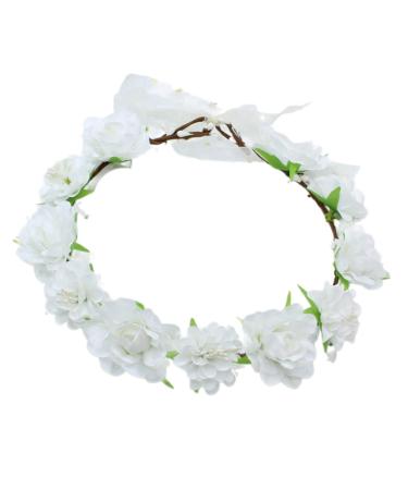 amangul Flower Headbands Women Bride Flower Crown For Wedding Party Supply Floral Garlands Crown Hair Wreath Floral Headbands(White)