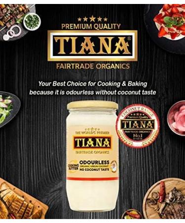 TIANA Fairtrade Organic Virgin Coconut Oil Odourless Cooking Butter 750ML (Pack of 12) 750ML Pack of 12 - Buy Online on GoSupps.com