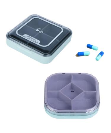 2 Pack Pill Box Portable Small Pill Box Portable Weekly Pill Box Organiser BPA Free Pill Case with 4 or 5 Large Compartmensts to Hold Vitamins Portable Pill Box Organiser for Travel