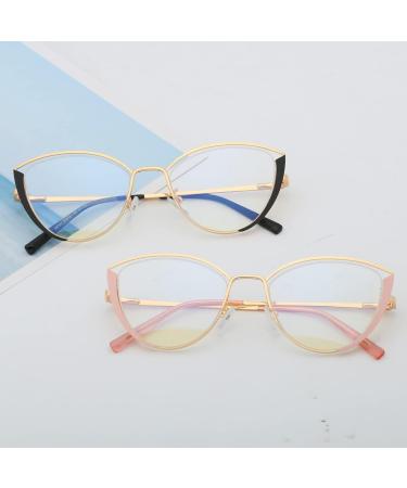 Kachawoo Anti Blue Light Glasses for Women - Cat Eye Half Frame Optical Eyewear in Pink Gold Metal - Stylish Computer Glasses - Buy Online on GoSupps.com