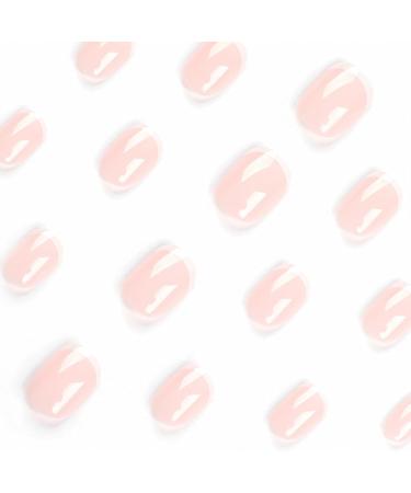 French False Nails Short 24Pcs Nude & White Press On Nails | Full Cover Stick On Nails for Women & Girls - Nail Art French Short - Buy Online on GoSupps.com