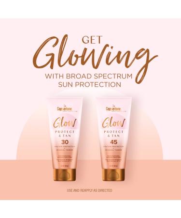 Coppertone Glow Protect and Tan Sunscreen Lotion SPF 45 - Water Resistant, Gradual Self Tanner - 5 Fl Oz Tube - Buy Online on GoSupps.com