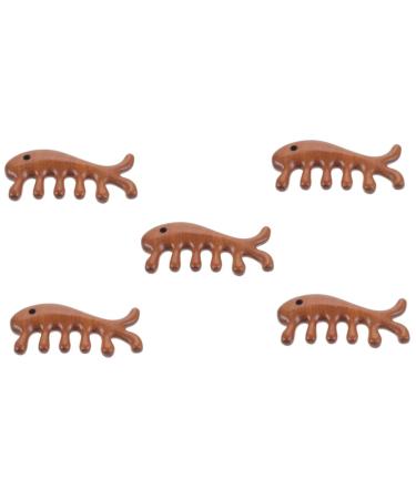 Beaupretty 5st massage comb in fish shape men's comb gua Sha comb wooden ridge hair sticks for curly hair comb with wide teeth for curly hair golden sandalwood wooden comb still ridge