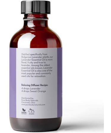 Bulgarian Lavender Essential Oil 4oz - 100% Pure Therapeutic Grade for Aromatherapy | Pure Body Naturals - Buy Online on GoSupps.com
