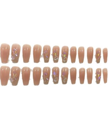 24Pcs/Set Press On Nails Pink Long False Nails Acrylic Fake Nails Full Cover Nails Tips Artificial Finger Manicure Press on nails for Women and Girls - Buy Online on GoSupps.com