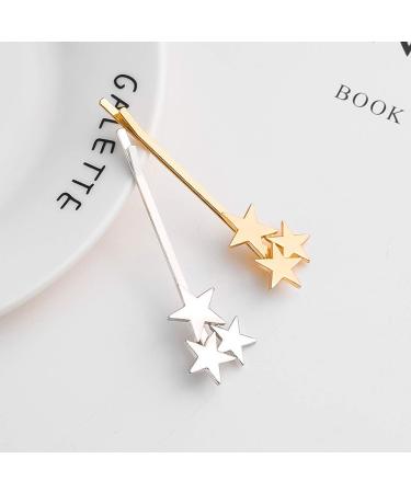 Yalice Star Hair Barrette Bobby Pins - Metal Hair Clips for Women and Girls (Gold) - 2Pcs - Buy Online on GoSupps.com