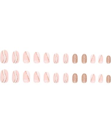JUSTOTRY 24 Pcs Glitter Almond White French Press on Nails with Heart Pattern - Medium Length Fake Nails with Nail Glue for Women's Nail Art - Buy Online on GoSupps.com