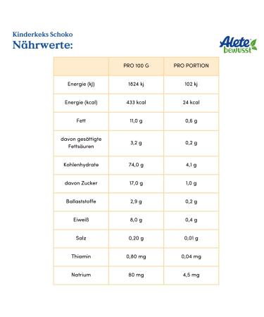 Alete Consciously Children's Biscuit - Chocolate Butter Cookies for Kids 180g Pack | Ideal Snack for On-the-Go! - Buy Online on GoSupps.com