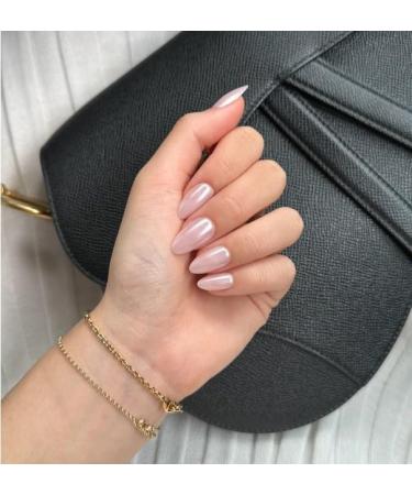 LADYING 24 pcs Moonlight Glitter Gel False Nails Short Glossy Pink Almond Press on Nails French Tip Pattern Reusable Fake Nails Short with Nail Glue UV Oval Stick on Nails for Women 1 count (Pack of 1) gel&glitter pink2 - Buy Online on GoSupps.com