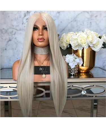 Shop Long Wavy Ombre Lace Front Wig - Dark Gray & Blonde Synthetic Hair 180% Density 26 Inch - Perfect for Daily Use & Parties - Buy Online on GoSupps.com