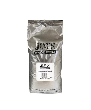 Jim’s Organic Coffee Sweet Love Blend, Dark Roast, Whole Bean, 5 Pound 5 lb Beans Dark Roast 5 Pound (Pack of 1)