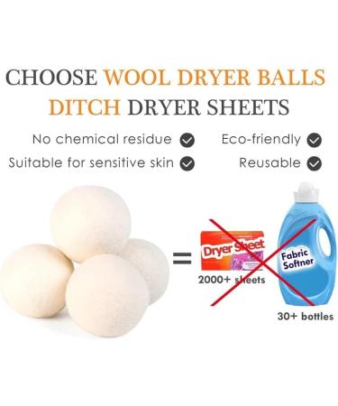 XL Organic Wool Dryer Balls - 100% New Zealand Wool Fabric Softener | Reusable Laundry Balls for Wrinkle Reduction (6 Pack) | Eco-Friendly Home Essentials - Buy Online on GoSupps.com