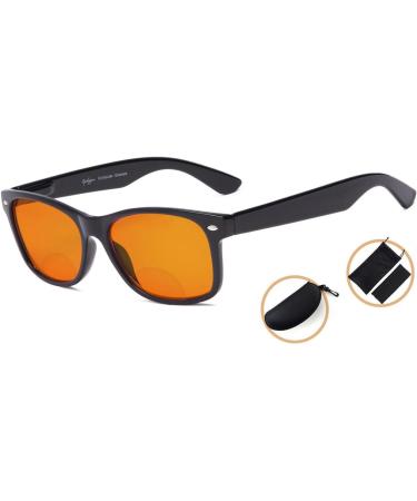 Eyekepper Blue Blocking Amber Bifocal Glasses for Sleep - Nighttime +2.25 & 2.50 Readers | Orange Tinted Black Glasses for Men & Women - International Shipping Available - Buy Online on GoSupps.com