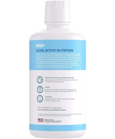 RSP Nutrition Clean Active MCT Oil 32 oz - Premium Medium Chain Triglycerides - Buy Online on GoSupps.com