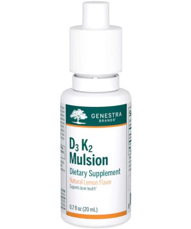 Genestra Brands D3 K2 Mulsion | Vitamin D and K2 Combination | 0.7 fl. oz. | Lemon Flavor