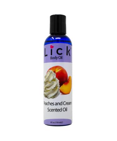 LICK Peaches and Cream Scented Body Oil - Vitamin E Infused Moisturizing and Hydrating After Shower Body Oil Antioxidant Protection Soothing Aromatherapy - Natural and Gentle for All Skin Types