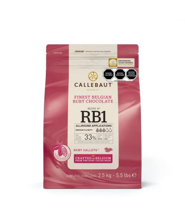 Callebaut Ruby Couverture Chocolate Callets | Recipe RB1 | Crafted from the Ruby Cocoa Bean, No Colourants, No Fruit Flavorings | 5.5 lb / 2.5 kg 5.5 Pound (Pack of 1)
