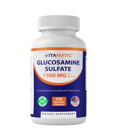Vitamatic Glucosamine Sulfate Supplement, 1500mg, 120 Servings, 240 Capsules 240 Count (Pack of 1)
