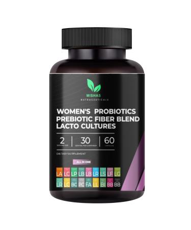 Mishas Nutraceuticals Probiotics for Women, 50 Billion CFU - 16 Probiotic Strains with Prebiotic Supports Vaginal Health, Gut Health and Immune System - Feminine Supplement 60 Capsules