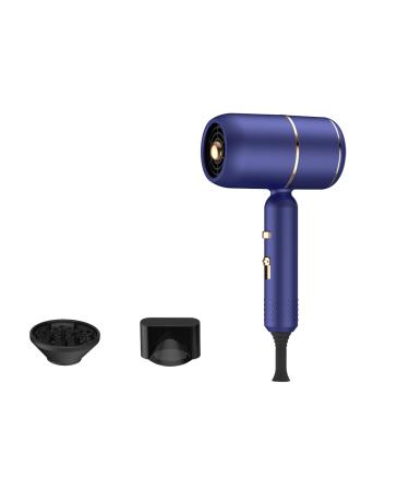 Ionic Hair Dryer Folding Hair Dryer Extreme Hot Air with 1 Nozzle and 1 Diffuser for Home Travel and Salon Use (Blue)