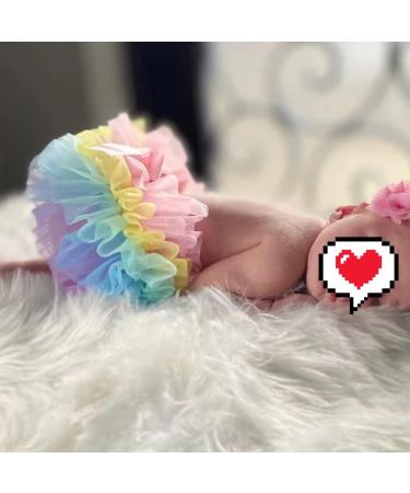 PythJooh Newborn Baby Girl Rainbow Tutu Bloomers Set 6-12 Months | Toddler Ruffle Pettiskirt with Headband and Nappy Cover | Photo Props for 0-2 Years - Buy Online on GoSupps.com