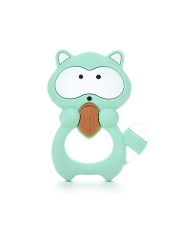 Lofca Silicone Raccoon Teether Pendant BPA Free Teething Toys Baby Teether Teething Accessory   mint