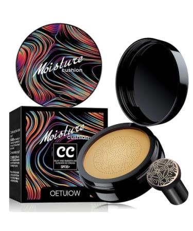 Mushroom Head Air Cushion CC Cream - New Upgraded BB Cream Face Makeup Foundation for Mature Skin Moisturizing Concealer Brighten Long-Lasting Colored Packaging (Buff Beige 3.21 Ounce (Pack of 1))