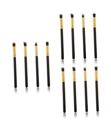 Baluue 12 Pcs Eye Make-up Brush Kit Eye Makeup Brushes Eye Cosmetic Brushes Eyeshadow Stick Makeup Pencil mediumx3pcs Black+goldx3pcs