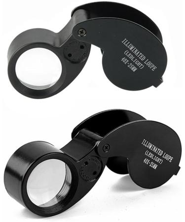 Tovmekdjn 40 Times Double LED Lamp Folding Magnifying Glass is Suitable for Jade Jewelry Collection and Appreciation Reusable Silver - Buy Online on GoSupps.com