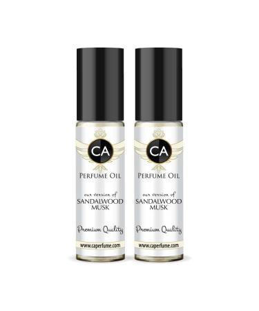 CA Perfume Impression of Emra Sandalwood Musk For Women & Men Replica Fragrance Body Oil Dupes Alcohol-Free Essential Aromatherapy Sample Travel Size Concentrated Long Lasting Roll-On 0.3 Fl Oz-X2