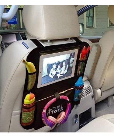 Chill Tots Back Seat Car Organiser with 10.1 iPad Holder - Kids Kick Mat Seat Protector & Organizer - Universal Fit, Multi-Pocket Storage - Black - Buy Online on GoSupps.com