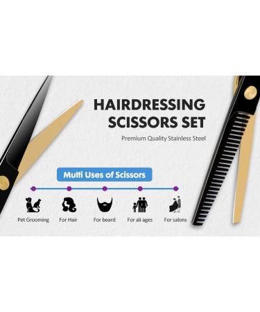 M&LD Professional Hairdressing Scissors Set - Stainless Steel Cutting Shears for Barber Salon & Home Use - Buy Online on GoSupps.com