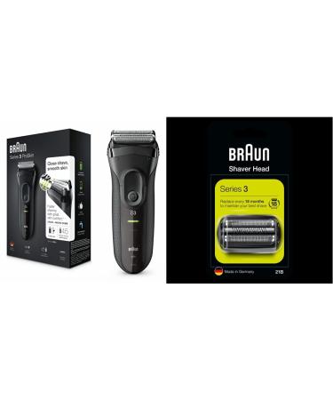 Braun Series 3 Proskin razor men rechargeable and wireless 45 min term 3020s black & series 3 electric shavers shaving head compatible with razor men Series 3 21b black
