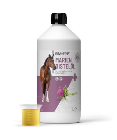 Reavet Mary thistle oil for dogs & horses 1 liter-Naturrein in food quality-Barf addition thistle oil dog barf oil distula distulum I rich in vitamin E omega-6 omega-9 1000 ml - Buy Online on GoSupps.com