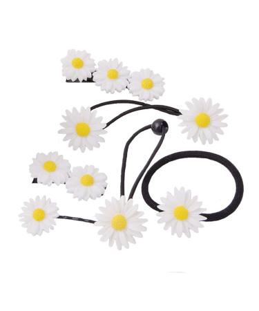 LOVEF 18 Pcs All-match Boutique Pastoral Little Daisy Flower Hair Accessories Hair Clips Bobby Pins Barrettes Elastic Hair rope Band Ties headdress hair beauty tool
