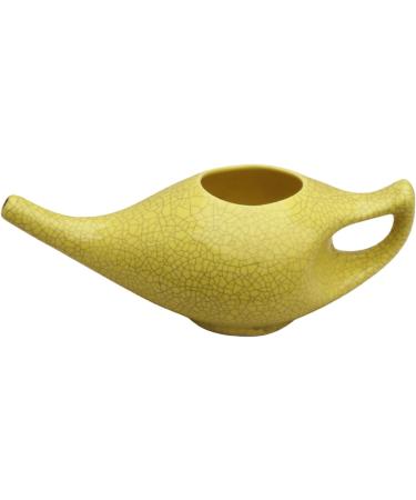 ANCIENT IMPEX Ceramic Neti Pot 250 Ml (Crackle Yellow) with 5 Sachets Neti Salt | Natural Remedy for Nasal Health Congestion & Sinus Flush | Ayurvedic Nasal Rinse Pot - Buy Online on GoSupps.com