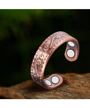 Yinox 2.3-Inch Pure Copper Magnet Ring for Men & Women - 4 Strong Magnets for Arthritis & Migraines Relief - Adjustable CI Design - Buy Online on GoSupps.com