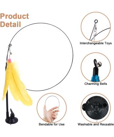 7 Interactive Cat Toys Springs Set | Suction Cup Fishing Toys with Bells & Feathers - Buy Online on GoSupps.com