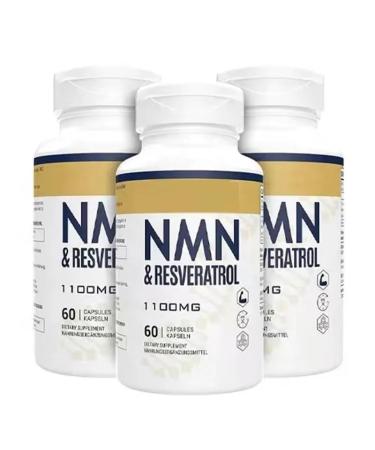 NAD+Resveratrol 60 Capsules Powerful Antioxidant Supplement for Vascular & Anti-Aging Enriched with Black Pepper Extract for Optimal Absorption (Pack of 2) (180 Count (3 Bottles))