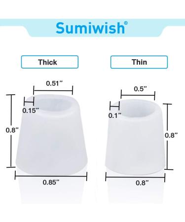 Sumiwish 10x Toe Protectors - Silicone Toe Caps for Men & Women - Pain Relief & Protection for Smaller Toes - White - Buy Online on GoSupps.com