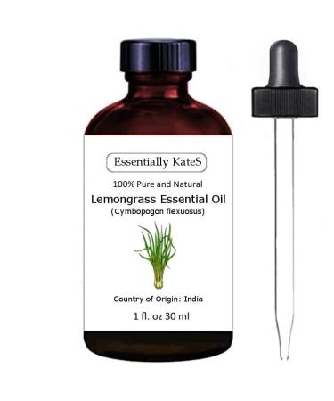 Essentially KateS Lemongrass Oil - 100% Pure and Natural  Therapeutic Grade with a Glass Dropper