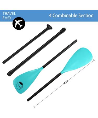 YVLEEN SUP Paddle Board Paddle - Adjustable Aluminum 4-Piece Floating Kayak Paddle for Stand up Paddleboard - Convertible & Lightweight (Lake Blue) - Buy Online on GoSupps.com