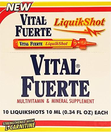 Vital Fuerte Liquid Shot Multivitamin & Mineral Supplement 10 Units of 15 ml. - Suplemento Multivita (Pack of 1)