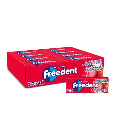 FREEDENT - Strawberry flavored chewing gum without sugars - Large size containing 30 packs of 10 dragees - 420 g