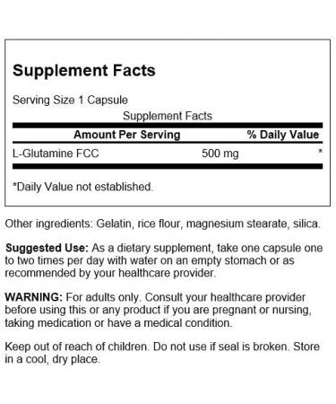 Swanson L-Glutamine 500mg 100 Capsules | Amino Acid Supplement - Buy Online on GoSupps.com