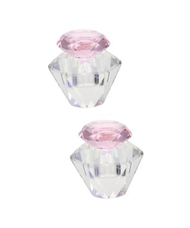 POPETPOP 2 Pcs Nail Art Crystal Cup Nail Cup Clear Nail Polish Dappen Cup Acrylic Nail Dappen Dish Transparent Nail Polish Glass Nail Clear Stand White Crystal Pink Nail Powder 5.5x5.5cmx2pcs Pinkx2pcs