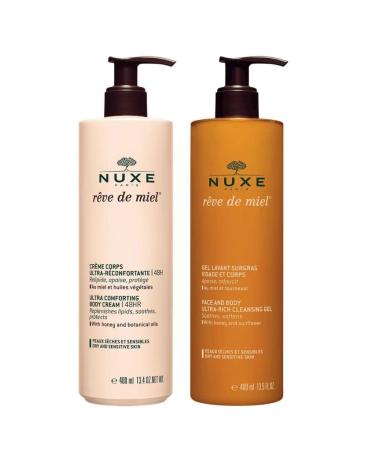Nuxe R ve de Miel Ultra-Rich Cleansing Gel 400ml + Ultra-Comforting Body Cream 400ml